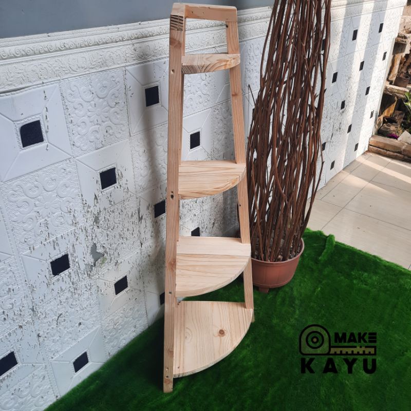 Jual rak sudut rak susun 4 sudut ruangan rak sudut kayu | Shopee Indonesia