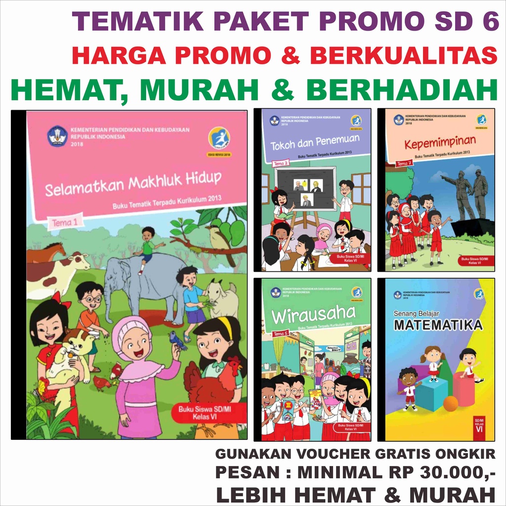 Jual Buku Dikbud TEMATIK Kelas 6 SD PAKET Big Sale Tema 1 2 3 4 5 6 7 8 ...