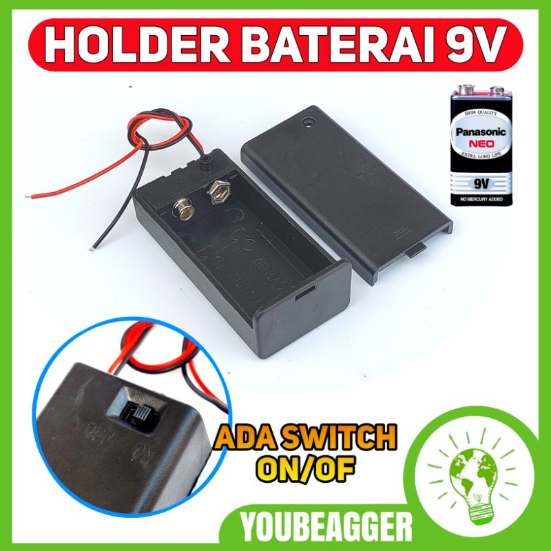 Jual Holder baterai 9v + switch ON OFF | Shopee Indonesia