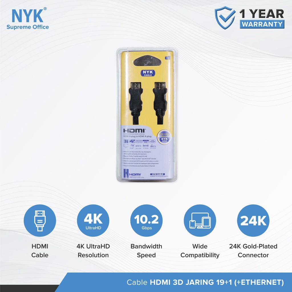NYK Kabel HDMI to HDMI Support 3D/4K/2K/1080p Ethernet COD (8)