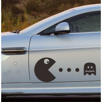 Jual cutting sticker mobil pacman 50cm stiker mobil lucu keren 1set ...