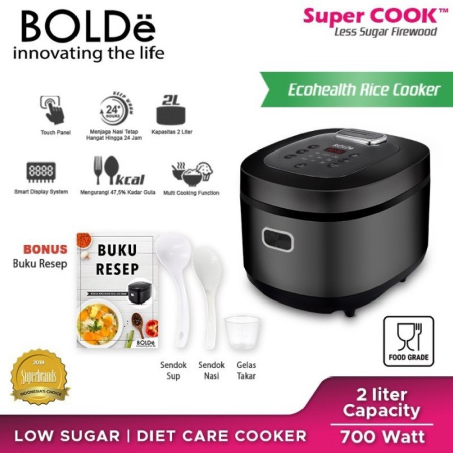 Jual BOLDE RICECOOKER LOW CARBO LESS SUGAR FIREWOOD 2L | Shopee Indonesia
