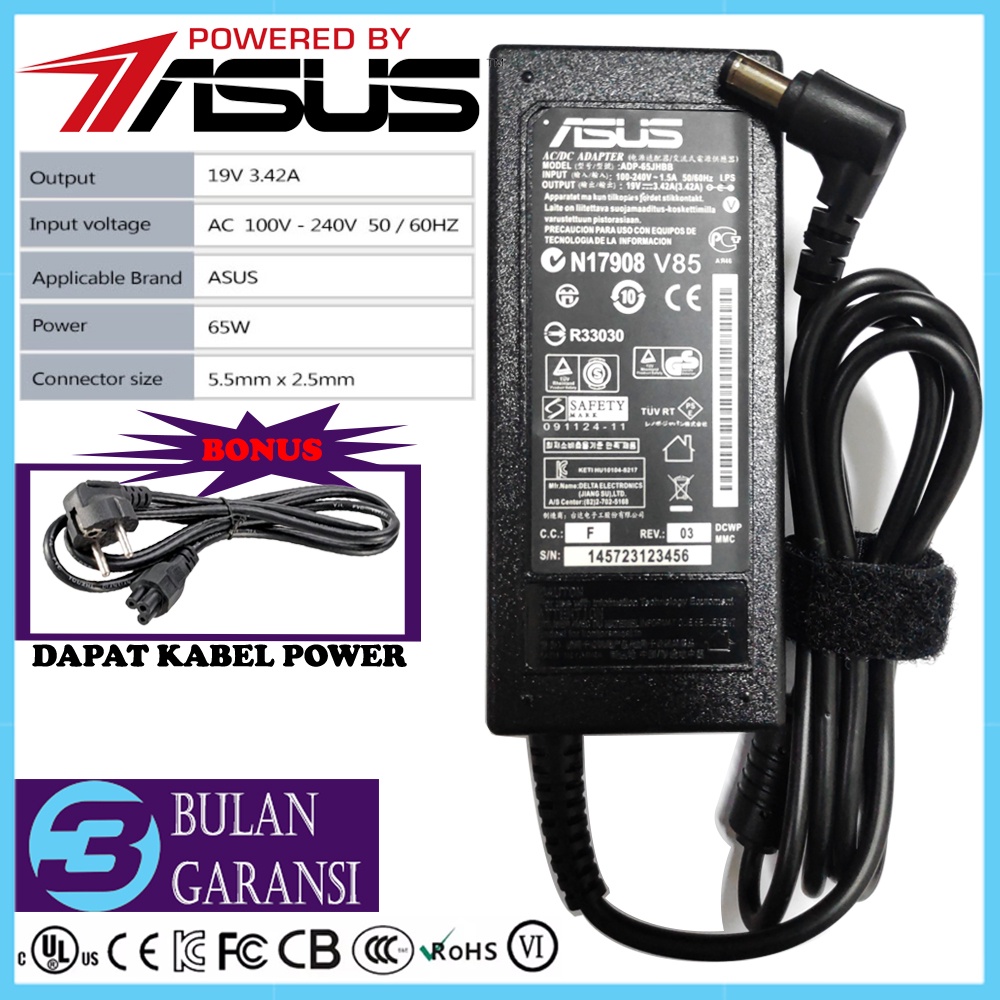 Jual Adaptor Charger Laptop Asus Original 19v 342a 65w A42 A42f A43 A43e A43s A43u A44 A44h 45 5835