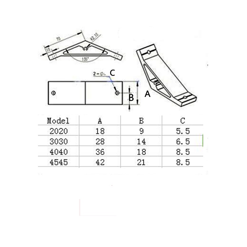 Jual Dudukan corner bracket angle 45 135 Derajat Degree Aluminum ...