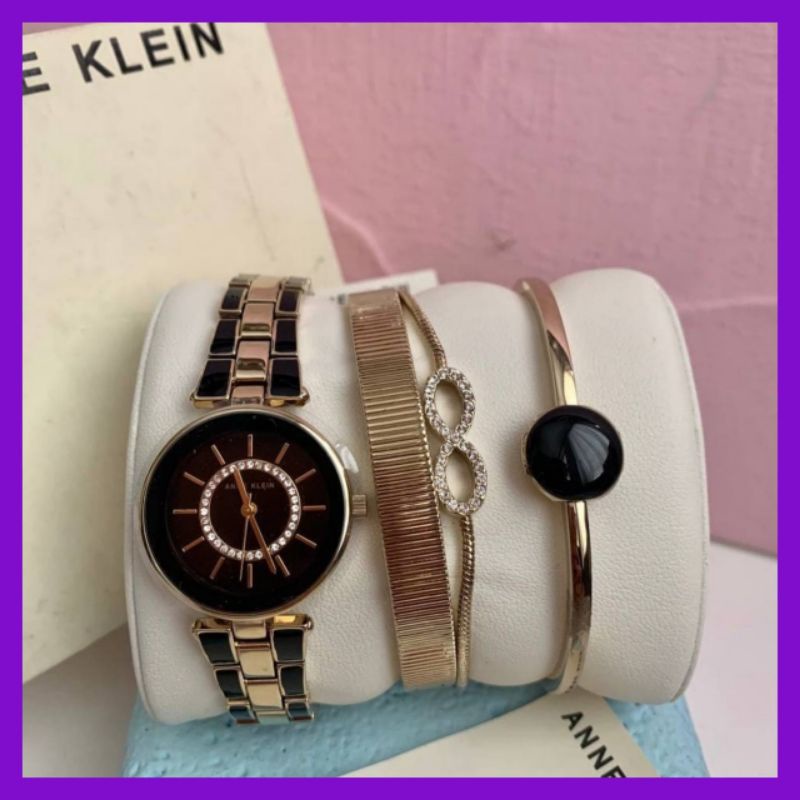 Jual Jam Tangan Wanita Anne Klein Watch Set Color Rosegold Black. Branded Original