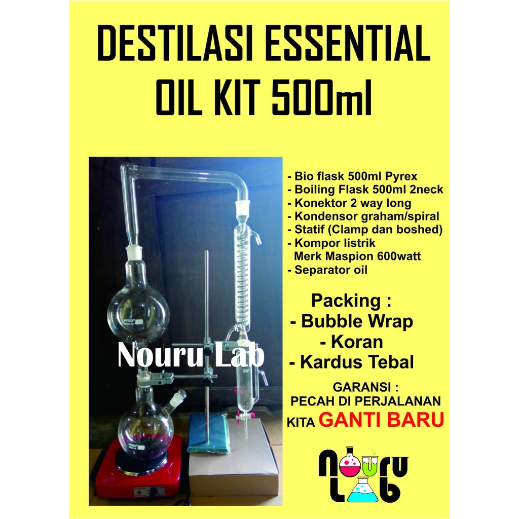 Jual Destilasi Essential Oil kit 500ml - Destilasi Minyak Astiri 500ml ...