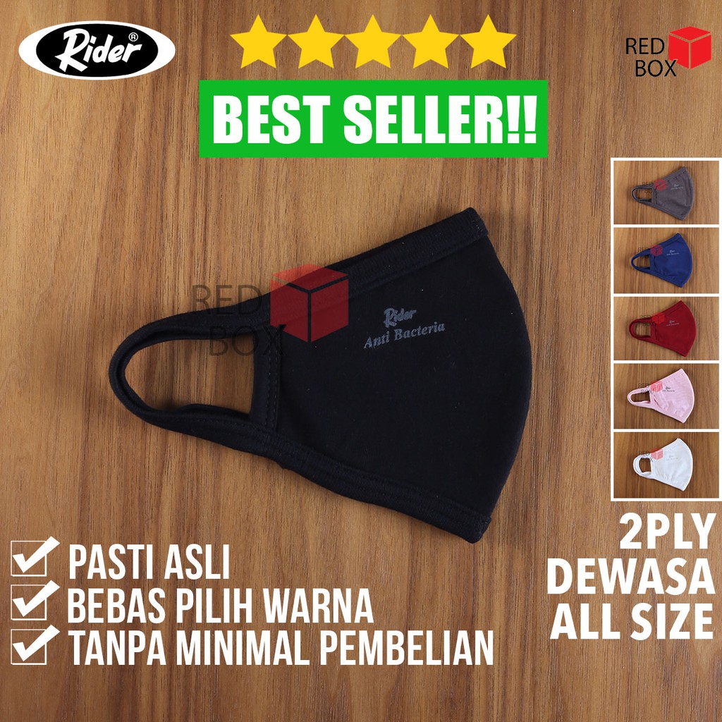 Jual Masker Rider Dewasa Earloop Warna Kain Non Medis Anti Bakteri ...