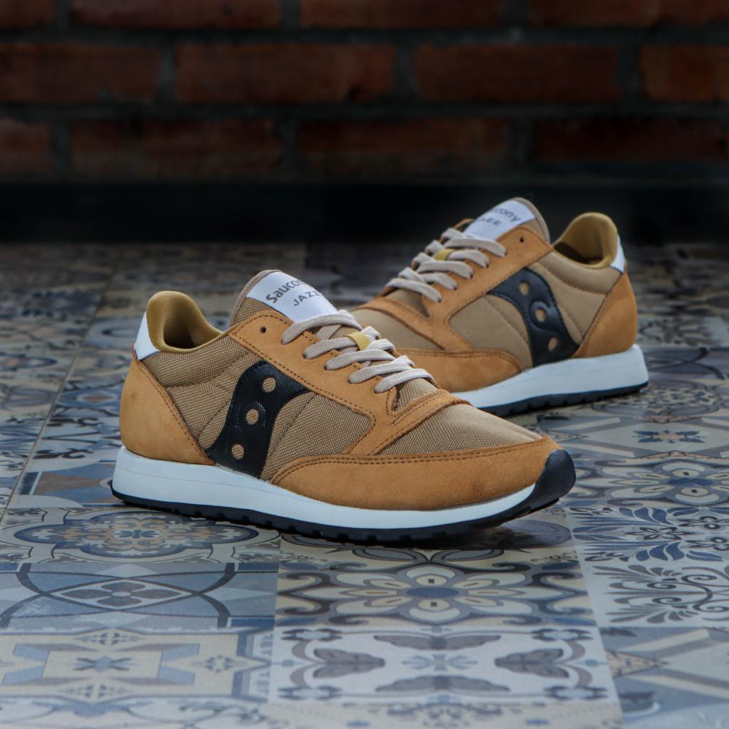sepatu casual sneakers pria saucony jazz vintage brown black