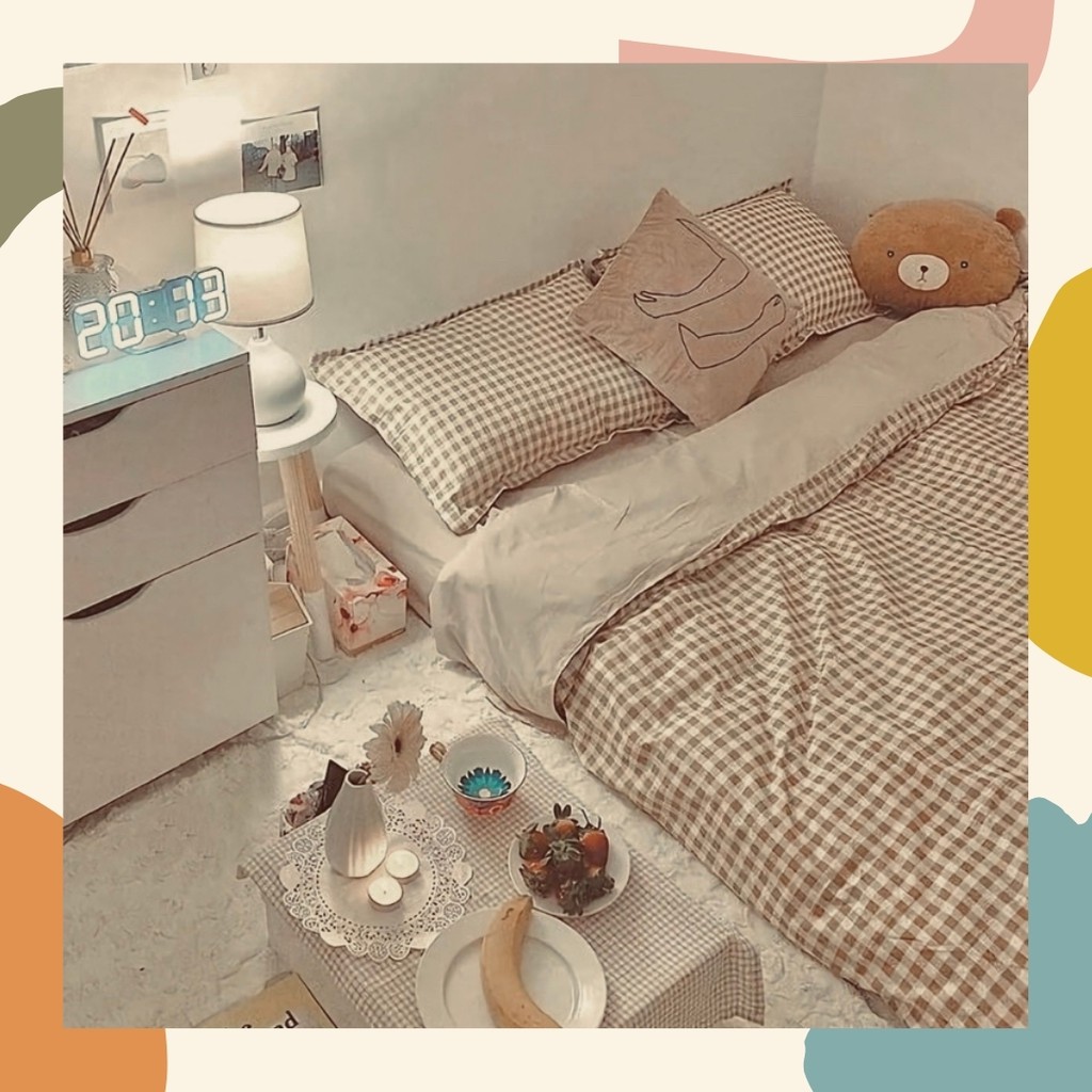 Jual AESTHETIC SEPRAI KHAKI 1 cm || KOREAN STYLE SINGLE DOUBLE ( SPREI ...