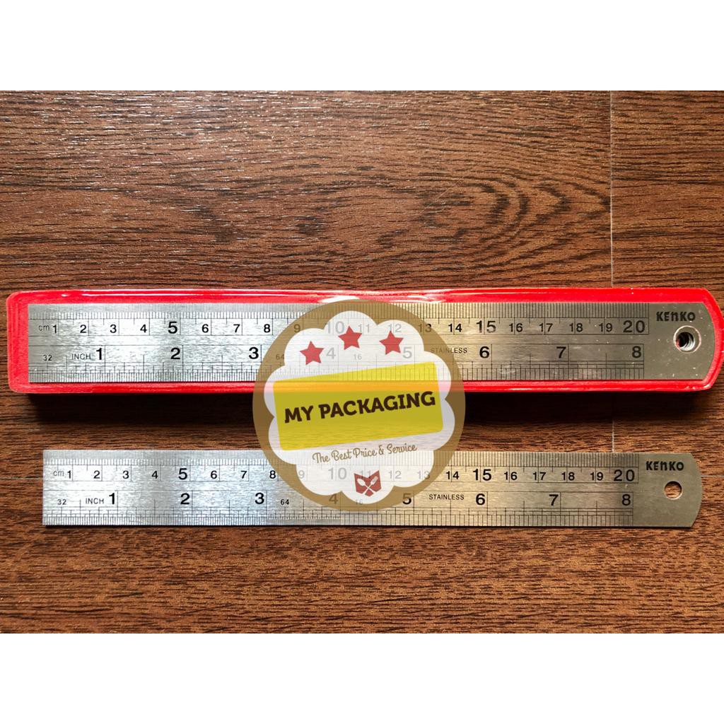 Jual Stainless Steel Ruler Penggaris Besi Kenko 20 cm - Satuan | Shopee ...