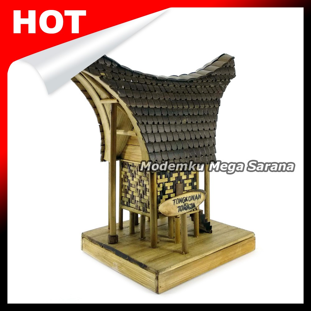 Jual Miniatur Rumah Adat Tongkonan / Rumah Adat Toraja 23x21x11 cm