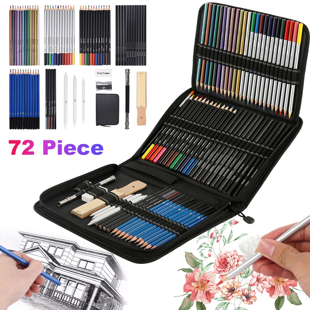 Jual Cod 72pcs Set Pensil Warna Crayon Set Lengkap Color Pencil Sketch