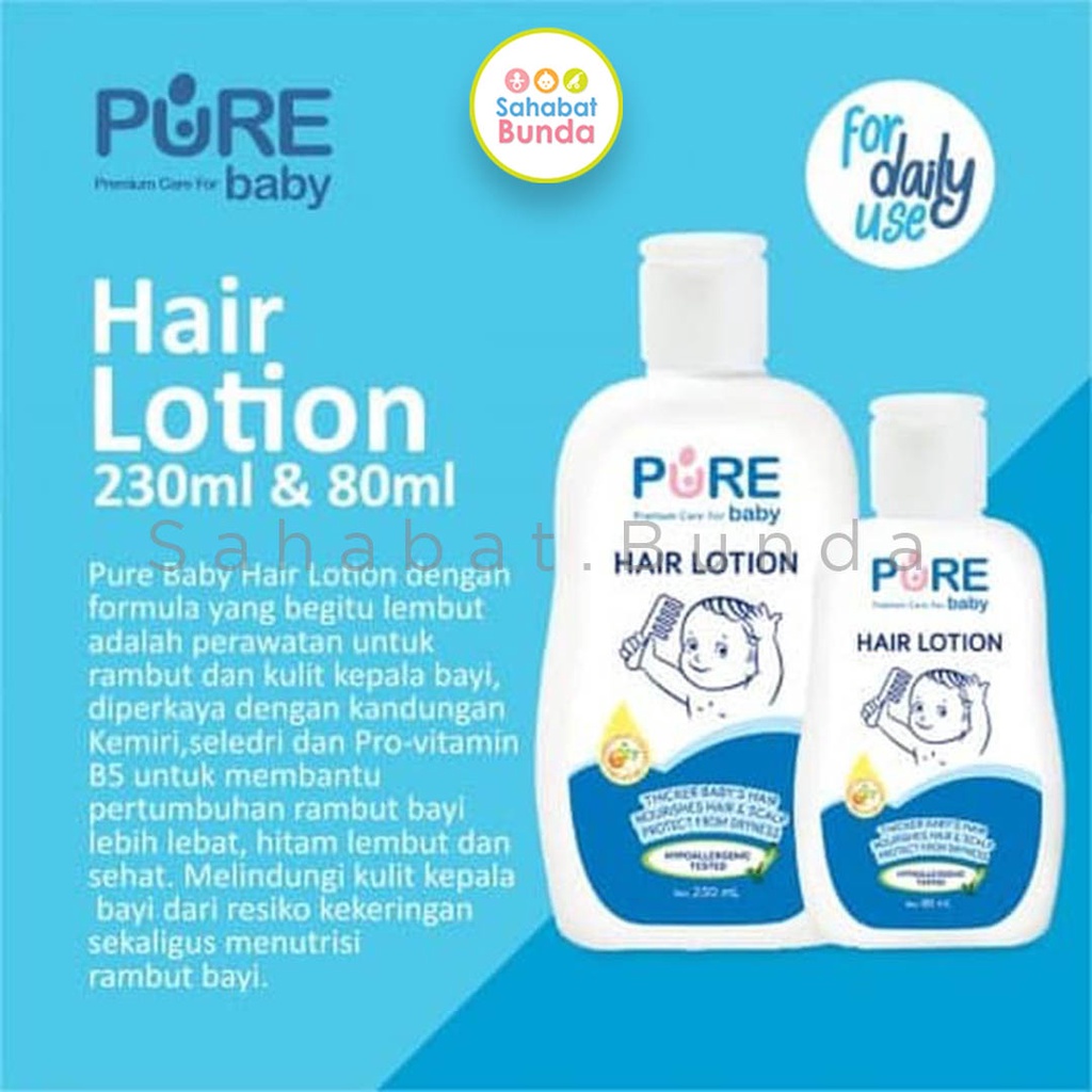 Jual PURE BABY Hair Lotion 80 ml / 230 m Penumbuh Rambut Bayi Pure BB ...
