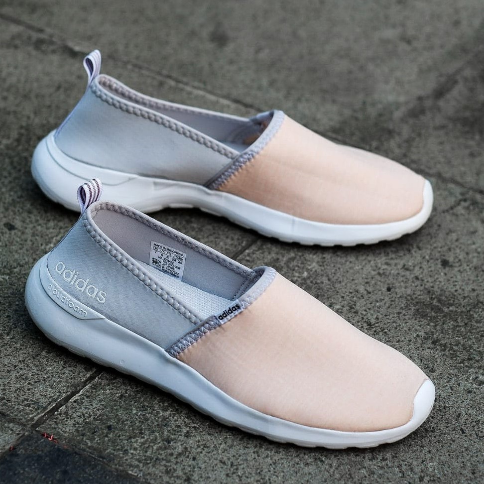 Sepatu Adidas ORIGINAL Cloudfoam Slip On Peach Grey Peach Pink