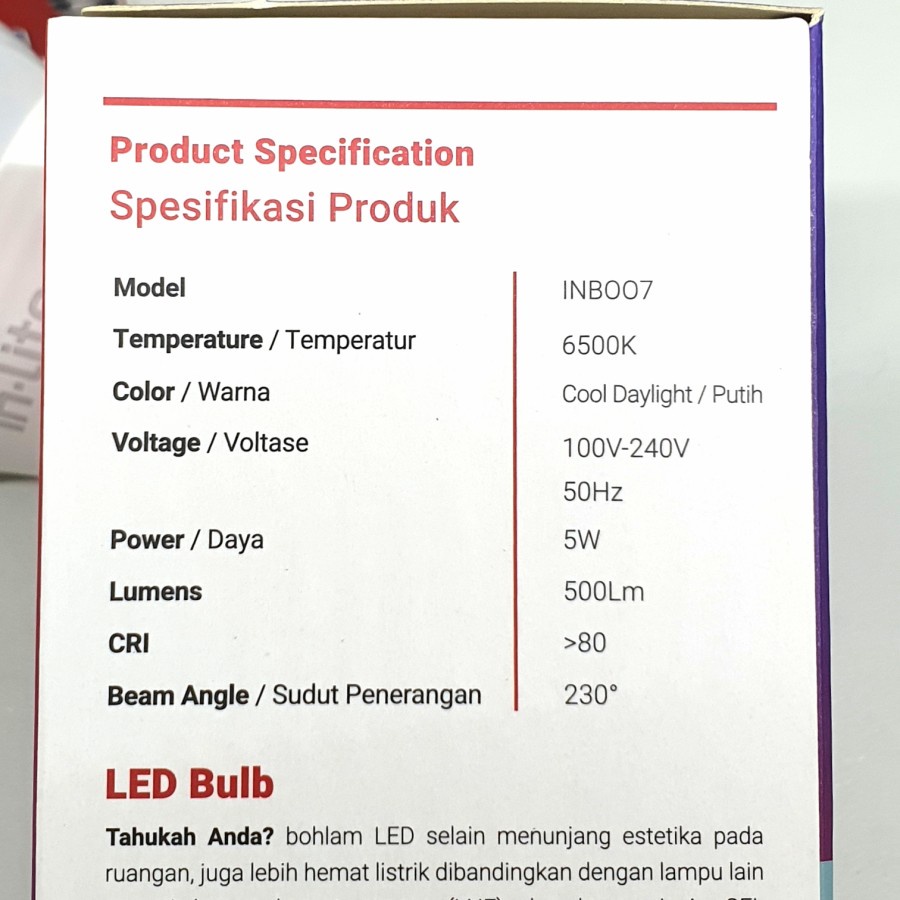 Jual Inb Bohlam Led In Lite Lampu Inlite In Lite Led Bulb Inlite Led