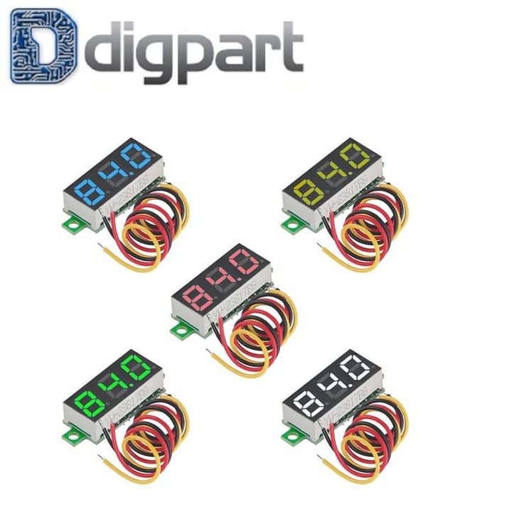 Jual Digital Voltmeter DC 0.28 Panel Mount LED Volt Meter 0-100V Kuning ...
