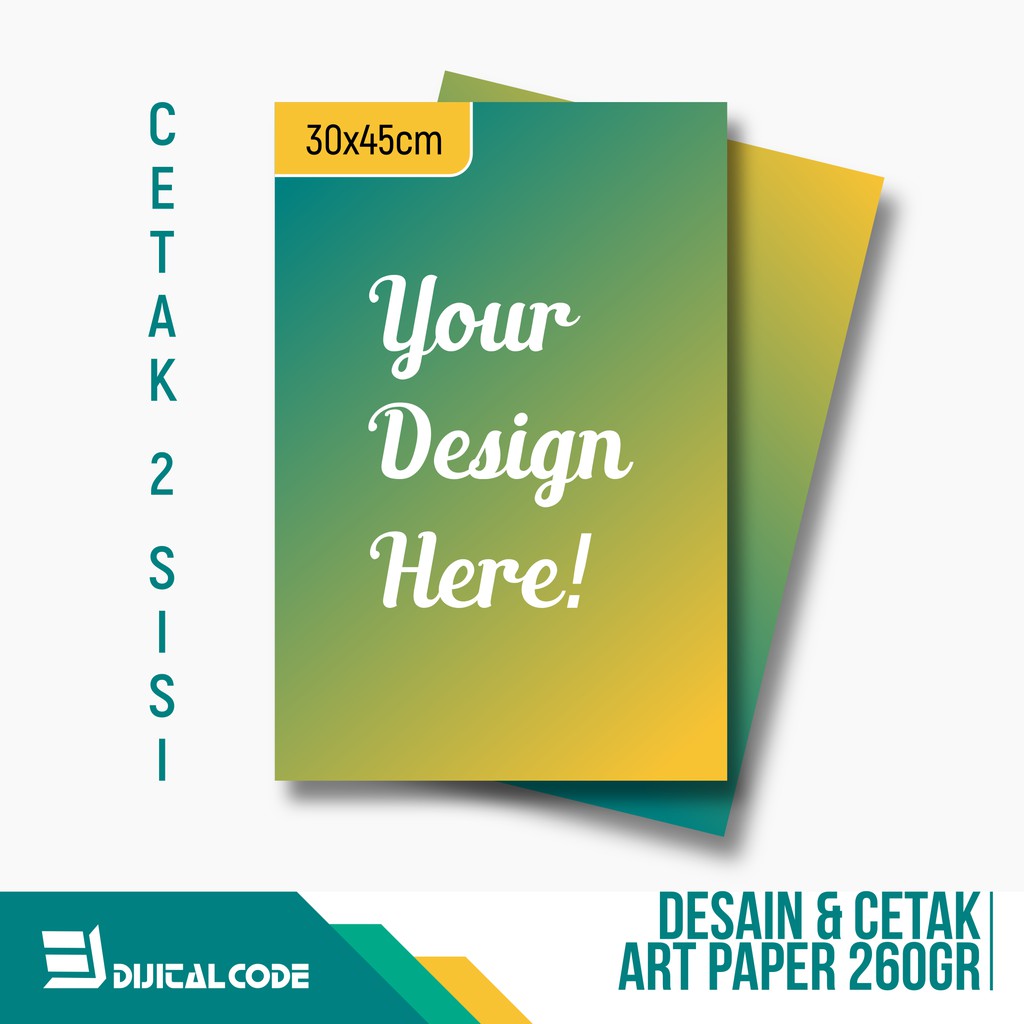 Jual Custom Desain + Cetak + Cut Bentuk Kotak Kertas Art Paper/TIK 260gr Ukuran A3 Cetak 2 Sisi