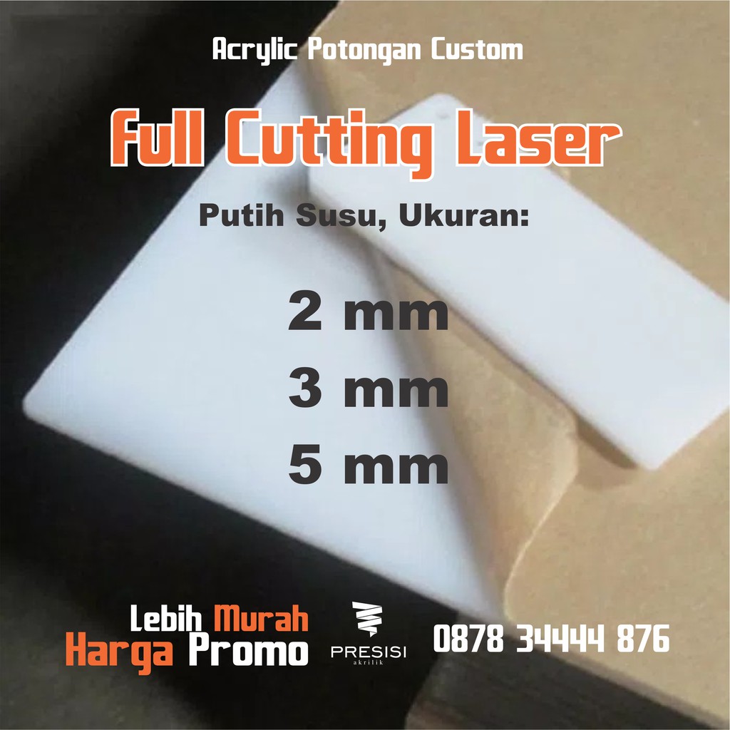 Jual Akrilik Acrylic Lembaran Potongan Custom Laser Putih Susu Milk