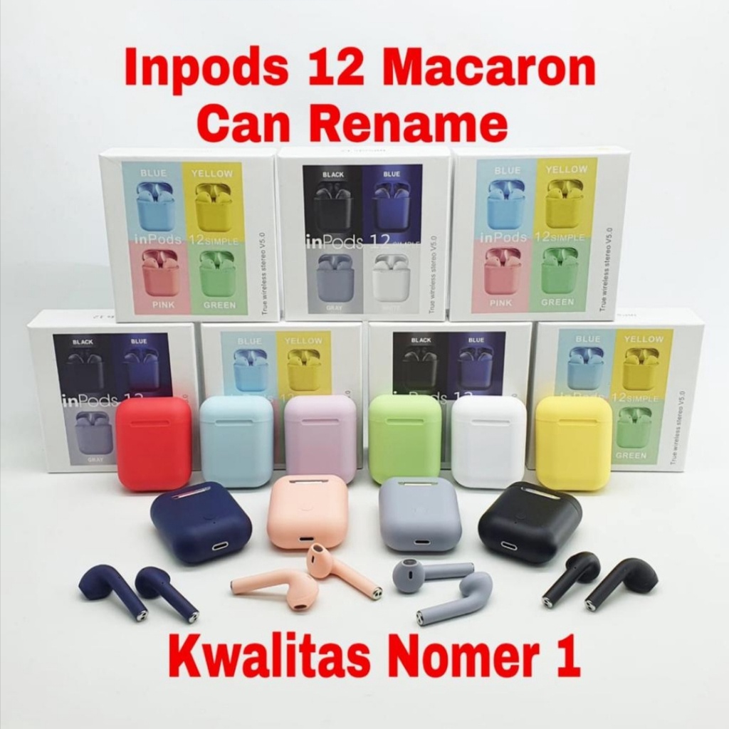 Jual Inpods 12 Macaron Headset Wireless Bluetooth TWS Grade A