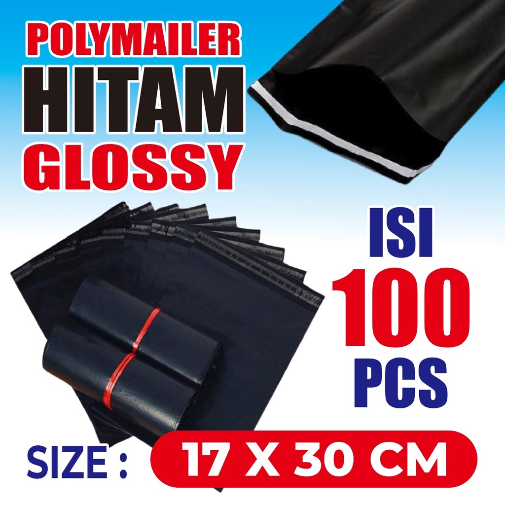 Jual Plastik Polymailer Hitam Glossy Premium Ldpe Ukuran 17x30 Isi 100pcs Shopee Indonesia 1457