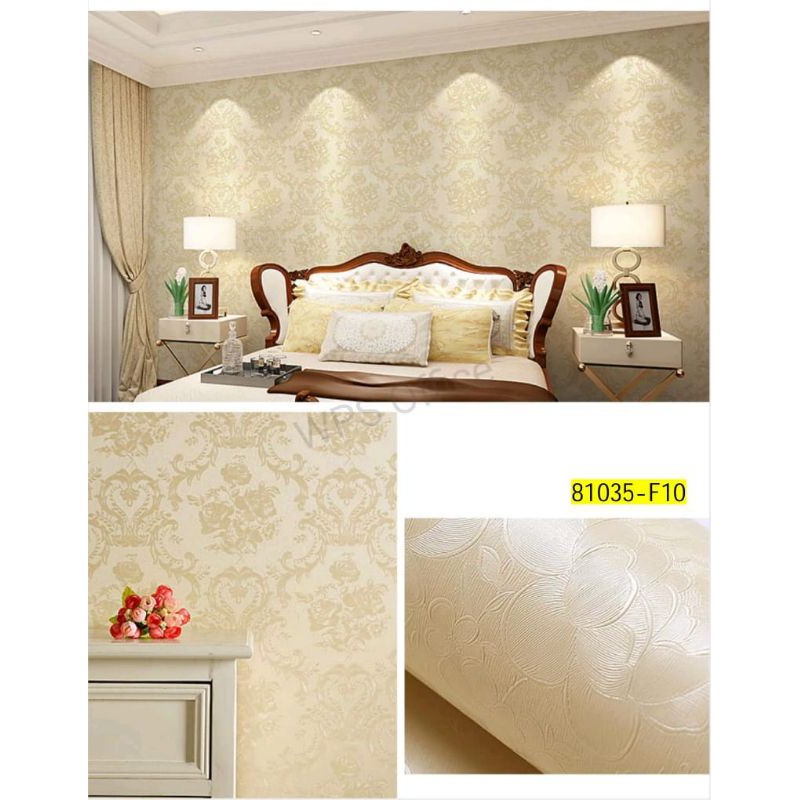 Jual Wallpaper Sticker Dinding Polos Kream Tekstur Batik Bunga 10/9.5m x 45cm Shopee Indonesia