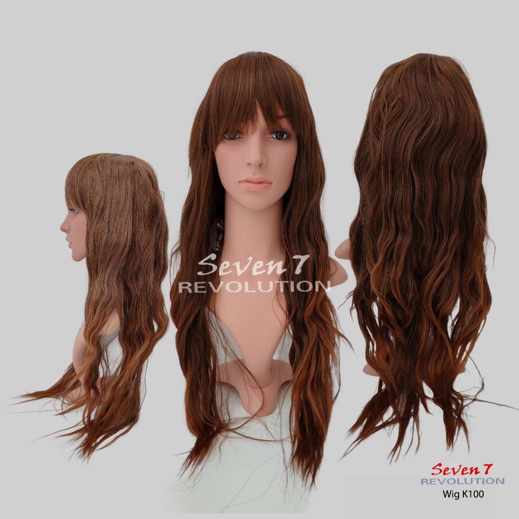 Jual Wig Rambut Palsu Wanita Panjang Model Mengembang Wave Poni Depan