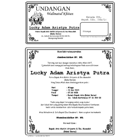 Jual UNDANGAN WALIMATUL KHITAN ND2 | Shopee Indonesia