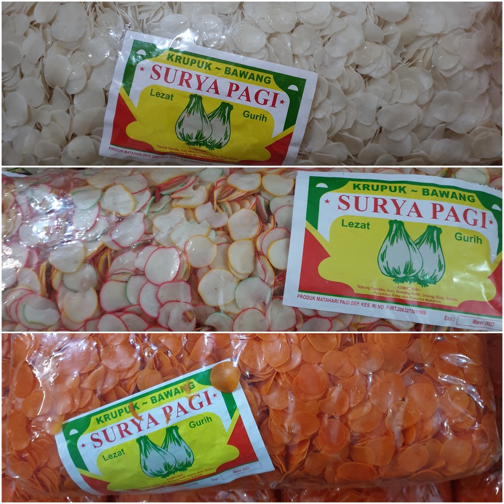 Jual [bal] Kerupuk Krupuk Seblak Mentah Bawang Warna Kuning Putih Surya