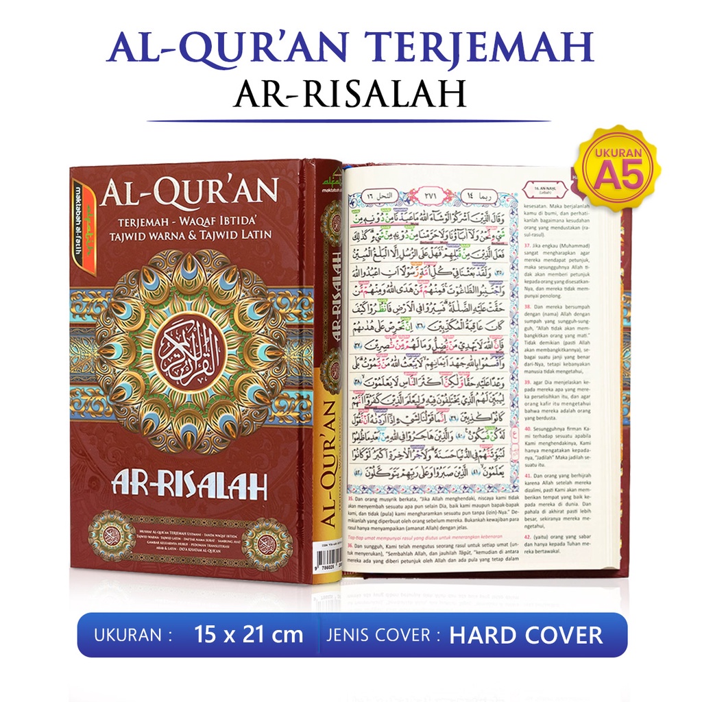 Jual Al Quran Terjemah Tajwid Warna Ar Risalah Alquran Kecil Ukuran A5 ...