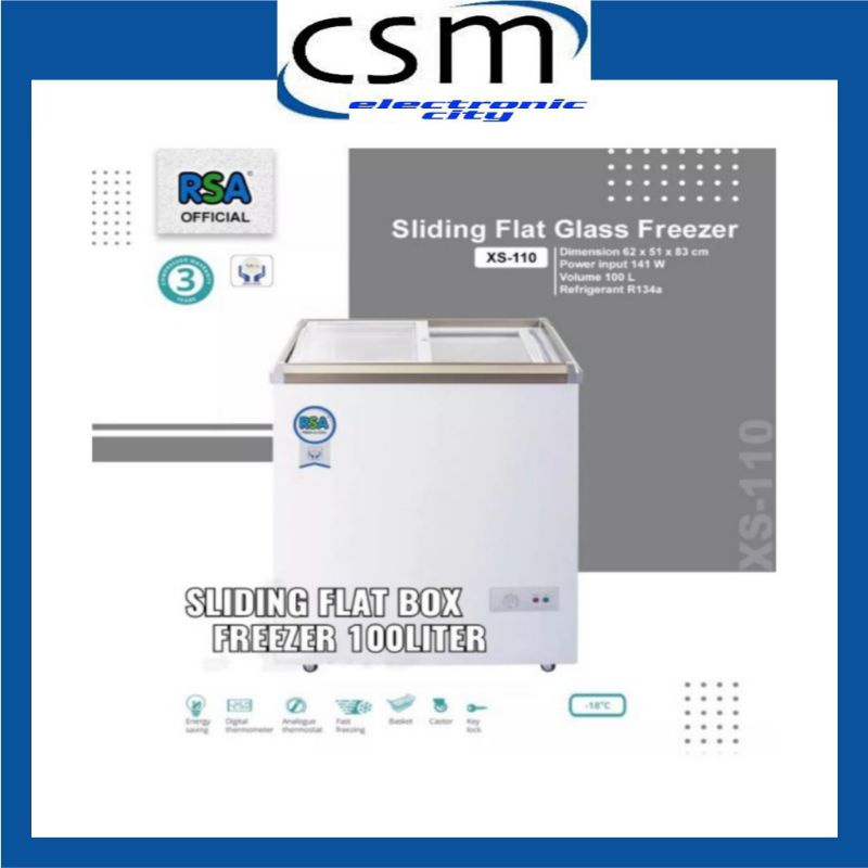Jual CHEST FREEZER RSA XS110 / XS 110 / XS-110 FREEZER BOX KAPASITAS ...