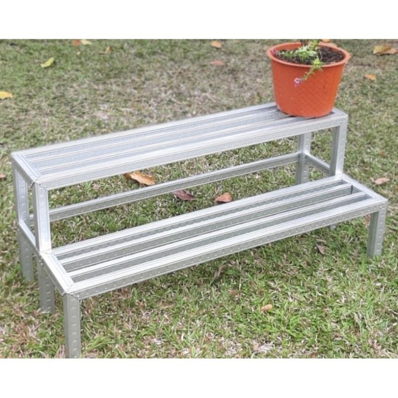 Jual rak pot baja ringan + packing kayu/ rak pot baja ringan 2 tingkat ...