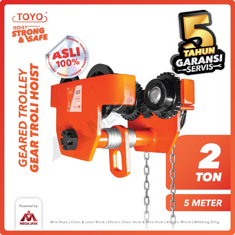 Jual TOYO Geared Trolley / Gear Troli Hoist 2 Ton x 5 Meter | Shopee ...