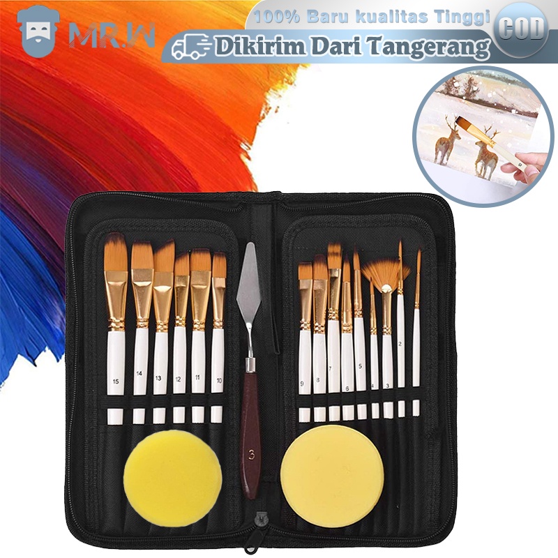 Jual 18pcs Kuas Alat Lukis Setalat Lukis Kuas Cat Air Minyakmix Kuas Lukis Set Lengkapart 6824