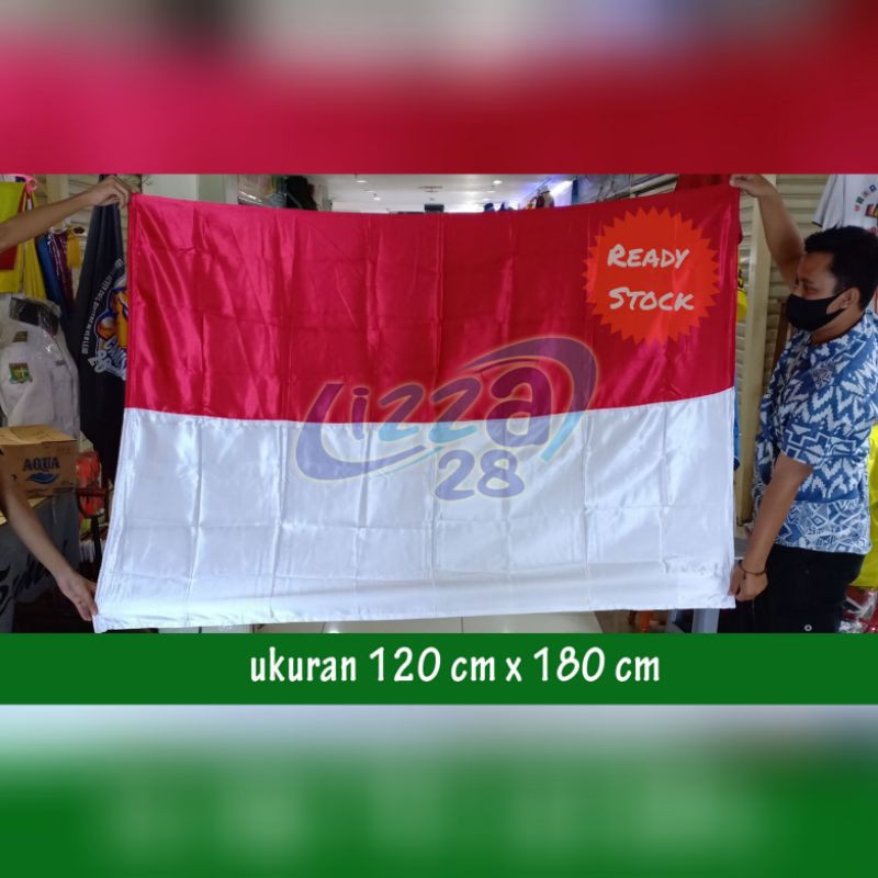 Jual Bendera Merah Putih Bahan Satin Ukuran 120 Cm X 180 Cm Sudah Pakai Pengait Atas Dan Bawah