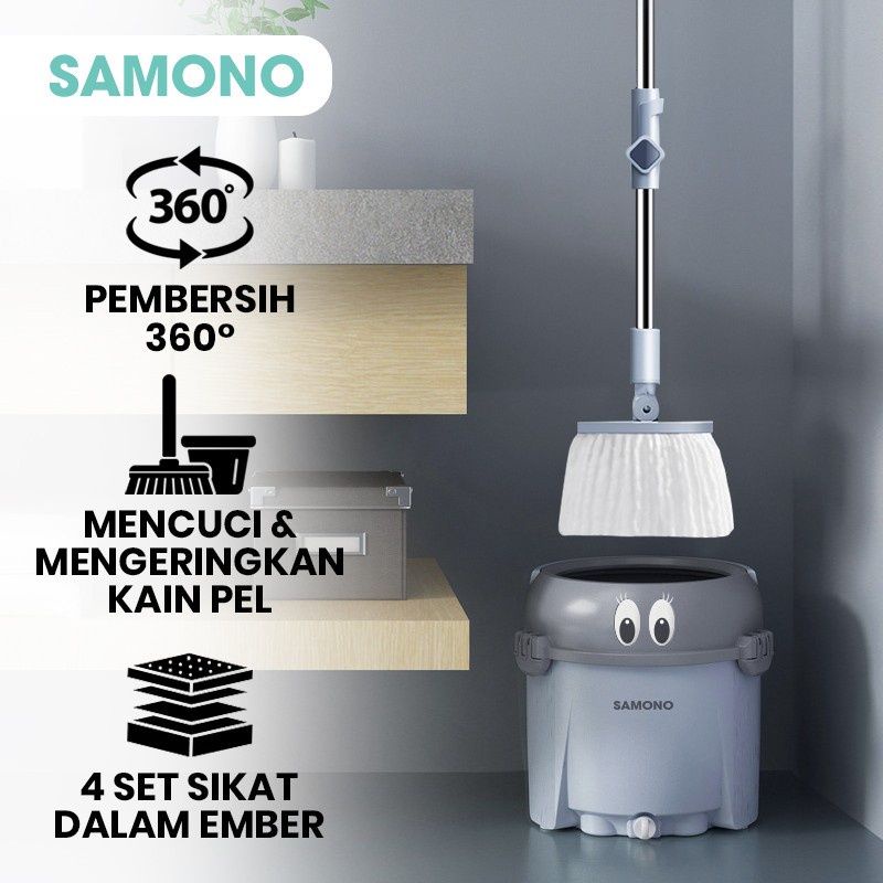 Jual Samono SCM009 Alat Pel Lantai Microfiber Ultra Mop Ember Spin 4