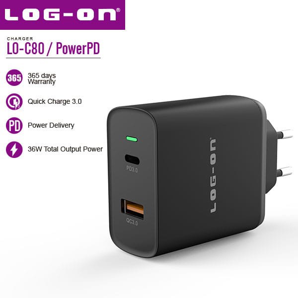 Jual QUALCOM 3.0 POWERPD - POWER DELIVERY - LOG ON USB C -36W CHARGER ...