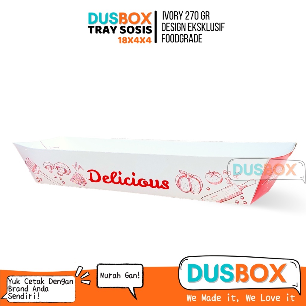 Jual Dus sosis 18x4x4 / Tempat Sosis Bakar / Box Sosis / Paper Tray ...