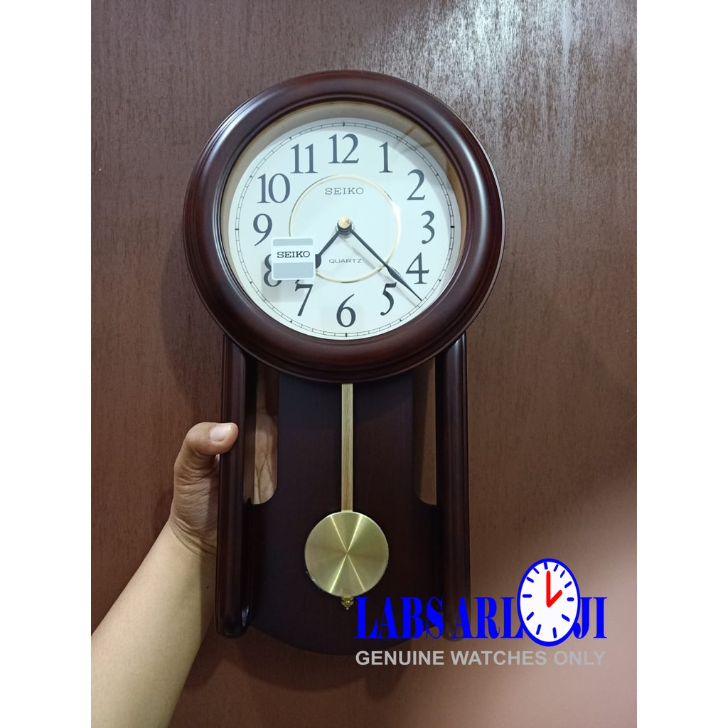 Jam Dinding SEIKO Kayu Bandul Japan QXC105B QXC105 Brown Original