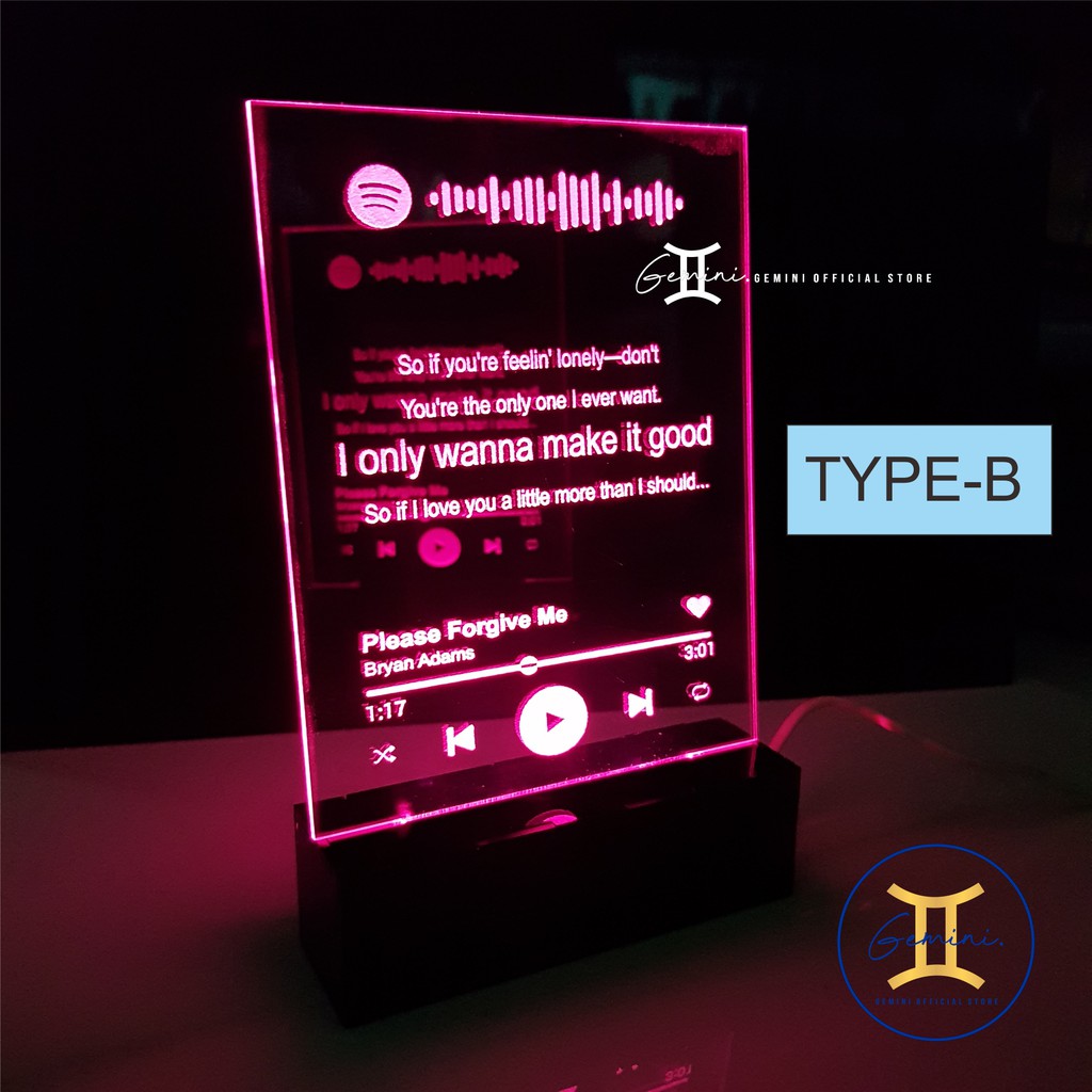 Jual Custom Acrylic Spotify Art Stand Lampu Led Premium Spotify Akrilik Shopee Indonesia