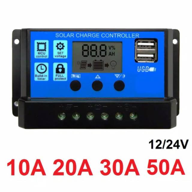Jual Solar Charge Controller LCD LED Display Solar cell PWM 12V24V 10A ...