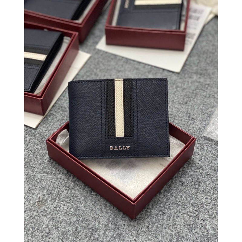 Dompet bally tevye men wallet navy blue asli
