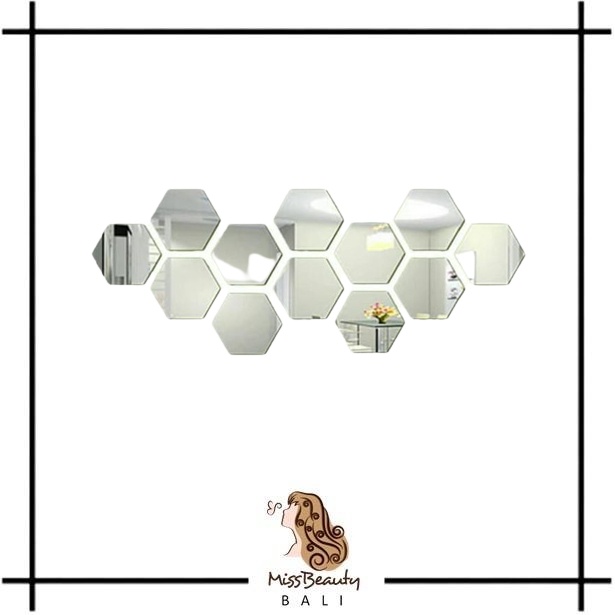 Jual Sticker Kaca Hexagonal Stiker Cermin Dinding Segi Enam Tempel Mirror Wall Decoration