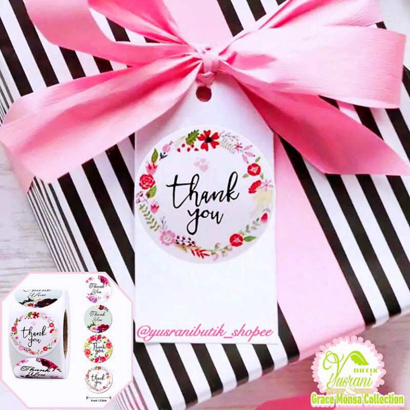 Jual Thank You Sticker Label Stiker Terima Kasih Flower 010 Untuk ...