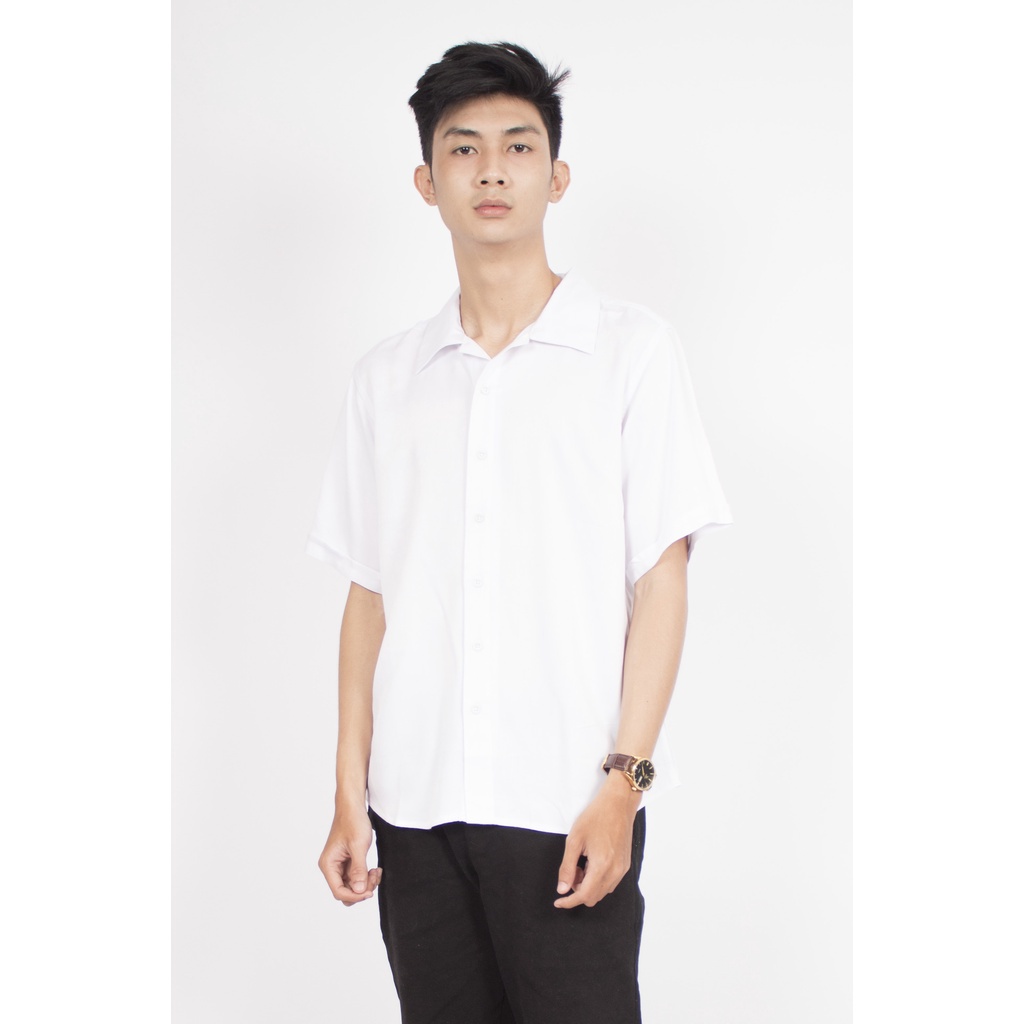 Jual FortKlass Gramy Putih Kemeja Polos Pria Lengan Pendek | Shopee ...
