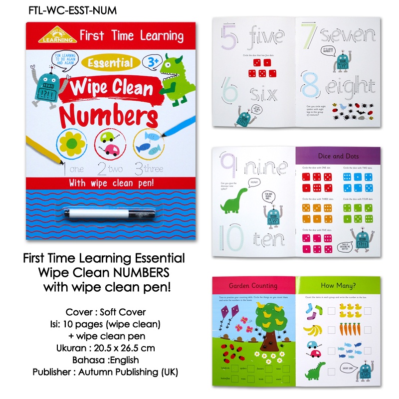 Jual [Autumn] Wipe Clean Book LETTERS / NUMBERS / HANDWRITING include ...
