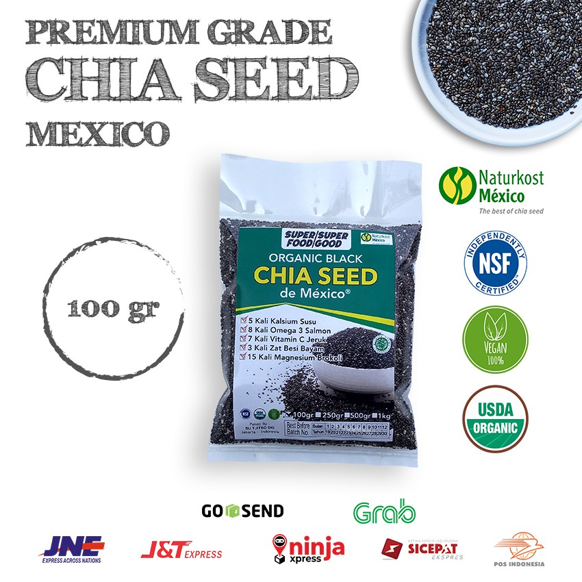 Jual Pure Chia Seed Mexico 100% Organic 100gr - Chiaseed Grade A+ The ...