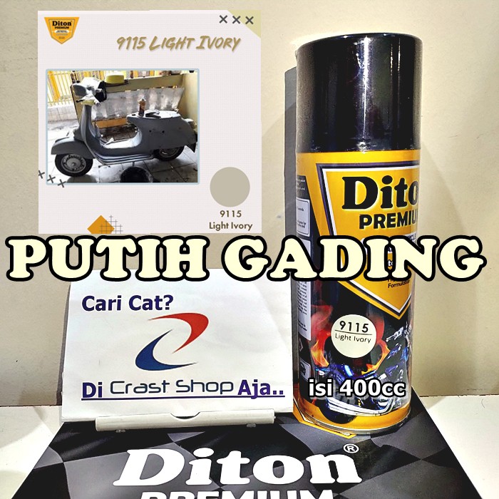 Jual Cat Pilox Diton Premium LIGHT IVORY 9115 400cc warna putih gading