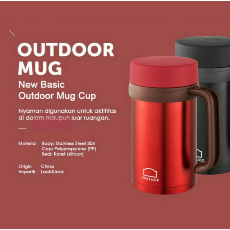 Jual Lockandlock Exclusive Table Mug 100 Original Tumbler Panas And Dingin 500ml Merah Shopee 6391