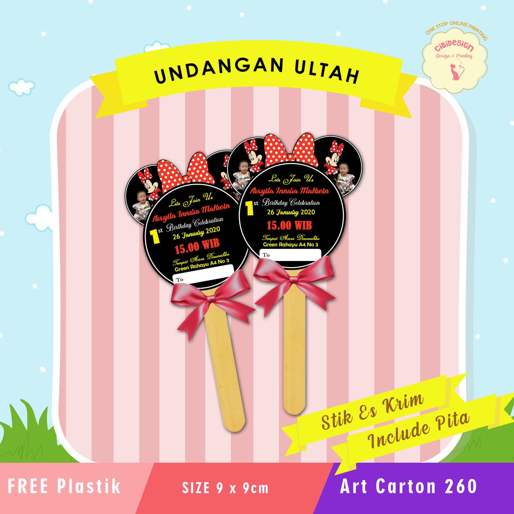 Jual Kartu Undangan Ulang Tahun / Ultah Anak Custom Lucu Unik Minnie ...