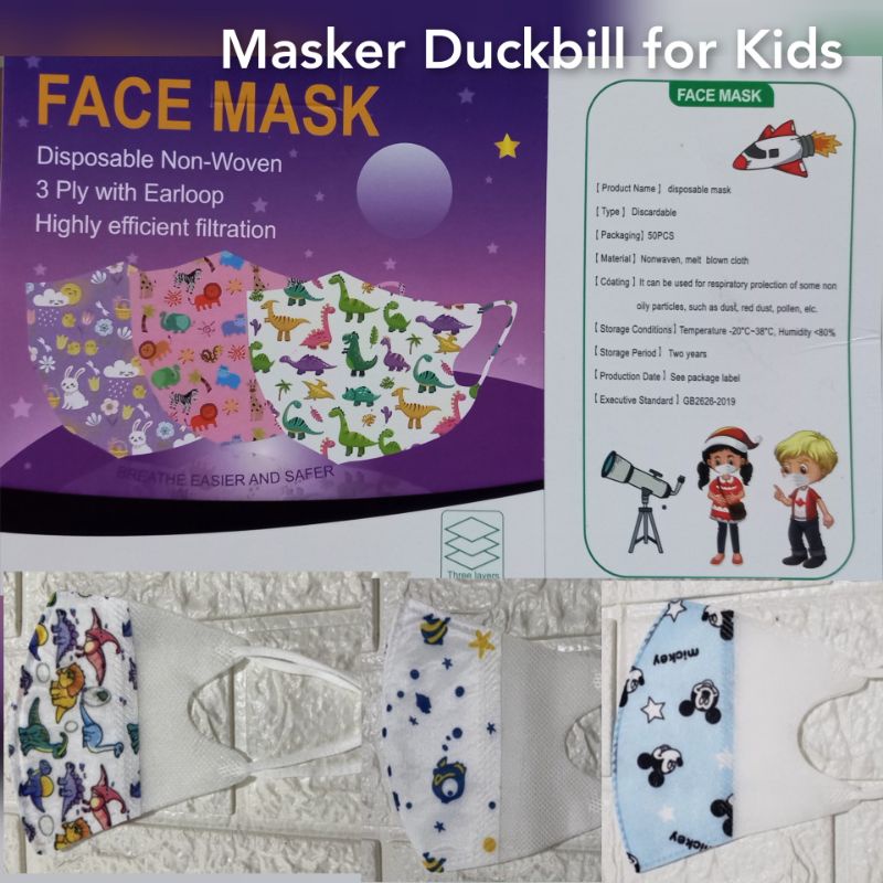 Jual MASKER ANAK DUCKBILL MOTIF 3 PLY FOR KIDS 1 BOX ISI 50 PCS ...